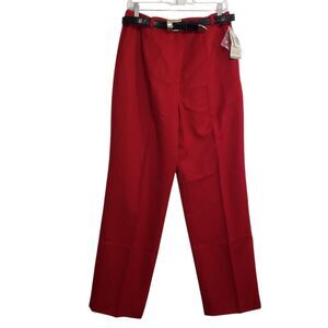 NEW Sag Harbor Woman's 100% Wool Pants with Belt, Size 14, Red for Holidays ; )